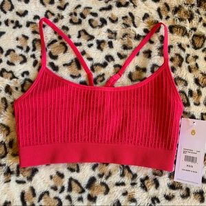 spiritual gangster hot pink wide rib scoop bra